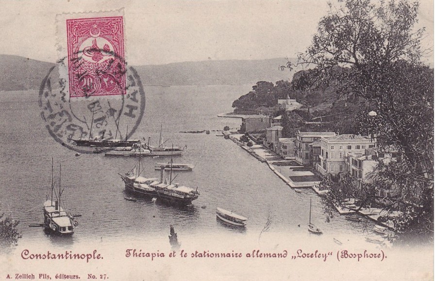 Le Bosphore. Tthérapia et le Stationnaire Allemand Loreley. 1890s.